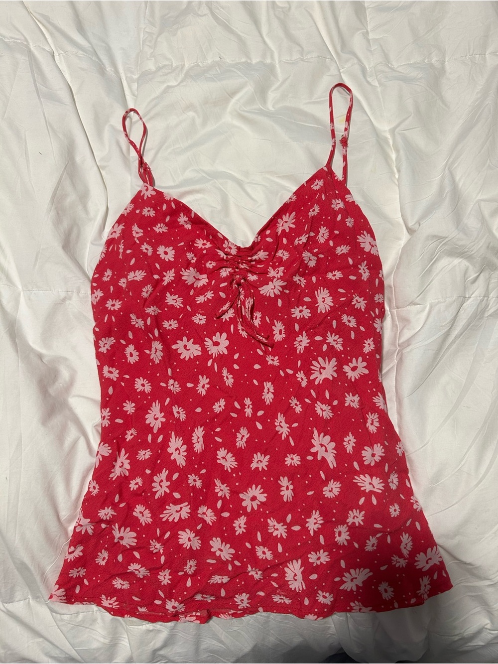 Rouje hot pink Floral Spaghetti Strap Tank Top